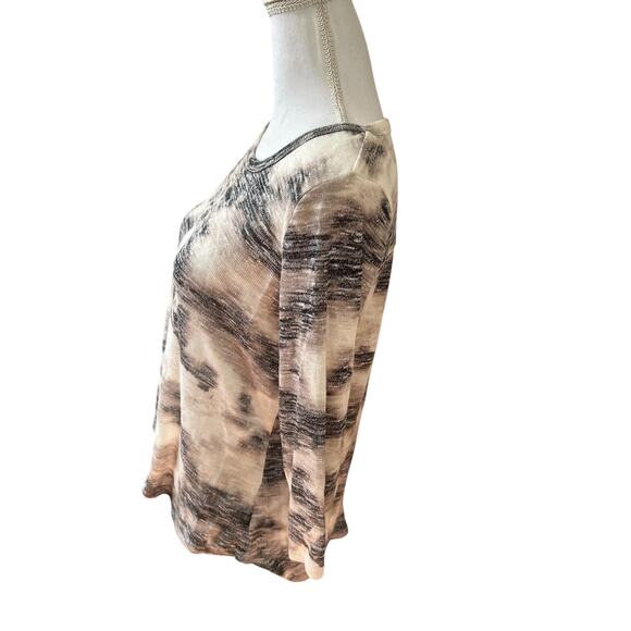 Rose & Olive Lightweight Sweater Top Cream Brown Taupe Print L - Picture 2 of 5